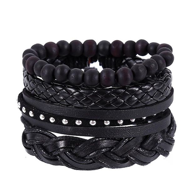 charm bracelets 4pcs/set hippie punk classic all black rivet leather knots wrap wide bangles for man hand jewelry, Golden;silver
charm bracelets 4pcs/set hippie punk classic all black rivet leather knots wrap wide bangles for man hand jewelry, Golden;silver