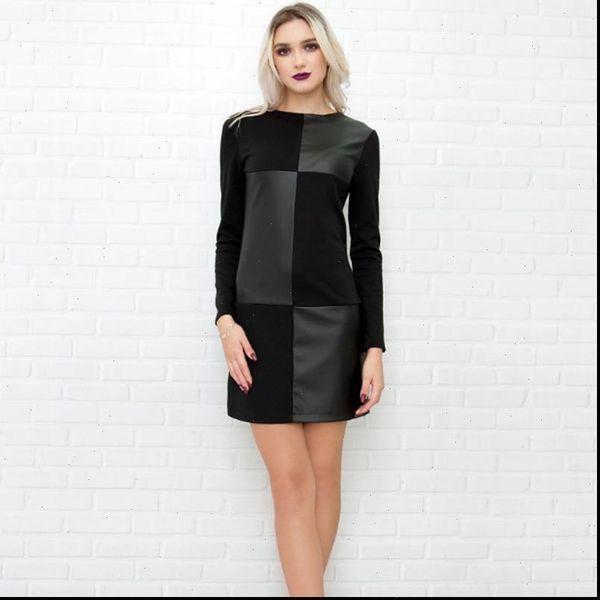 vintage leather patchwork party women dress long sleeve o neck solid sheath elegant casual winter fashion, Black;gray
vintage leather patchwork party women dress long sleeve o neck solid sheath elegant casual winter fashion, Black;gray