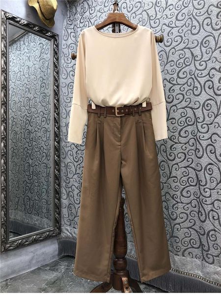 women's two piece pants designer clothing sets 2021 autumn pant women long sleeve loose +belt deco straight & capris, White
women's two piece pants designer clothing sets 2021 autumn pant women long sleeve loose +belt deco straight & capris, White