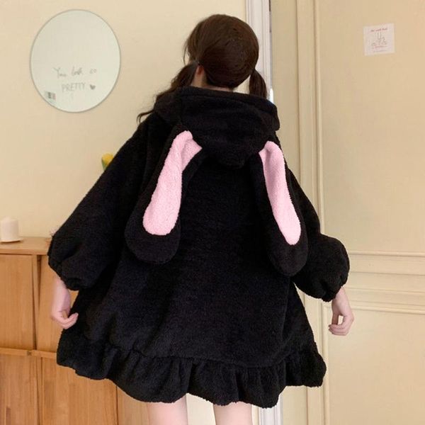 women's jackets q1fa women winter long sleeve fuzzy hooded jacket harajuku kawaii ears zip up cardigan coat plush warm ruffles outwear, Black;brown
women's jackets q1fa women winter long sleeve fuzzy hooded jacket harajuku kawaii ears zip up cardigan coat plush warm ruffles outwear, Black;brown