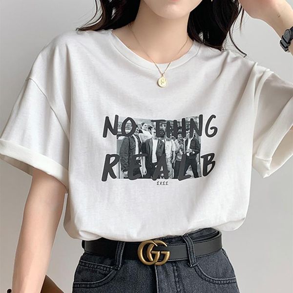 women's t-shirt alien kitty 2021 summer korean short-sleeved loose office lady retro printed age-reducing character, White
women's t-shirt alien kitty 2021 summer korean short-sleeved loose office lady retro printed age-reducing character, White