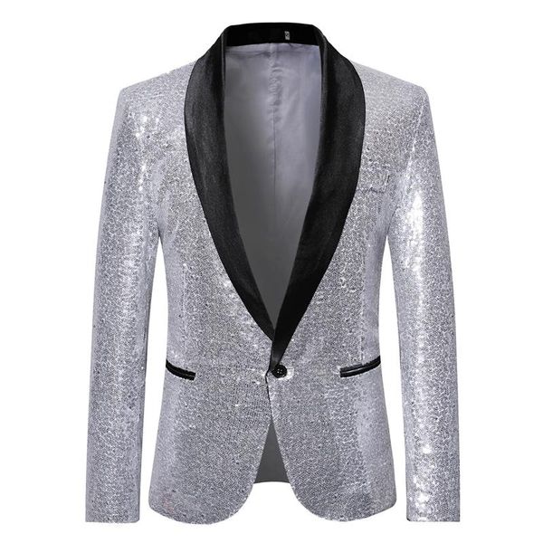 men's suits & blazers men gold silver sequin shiny suit jacket fashion night club dj stage performances wedding party coat, White;black
men's suits & blazers men gold silver sequin shiny suit jacket fashion night club dj stage performances wedding party coat, White;black