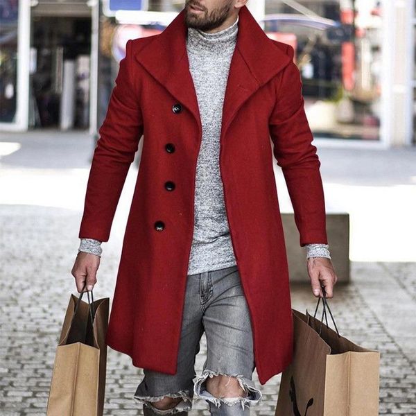 men's wool & blends 2021autumn and winter woolen coat mid-length lapel buttoned clothing, Black
men's wool & blends 2021autumn and winter woolen coat mid-length lapel buttoned clothing, Black