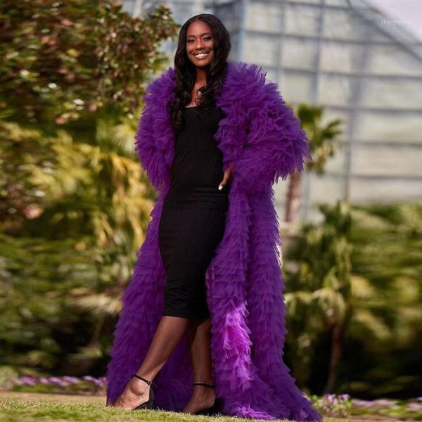 chic purple long jacket for women streetwear fluffy tulle blouse fashion custom made tiered lush women's blouses & shirts, White
chic purple long jacket for women streetwear fluffy tulle blouse fashion custom made tiered lush women's blouses & shirts, White
