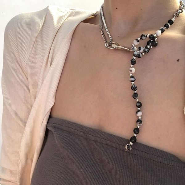 chokers versatile punk style cold black and white chinese structure metal chain beaded long necklace jewelry, Golden;silver
chokers versatile punk style cold black and white chinese structure metal chain beaded long necklace jewelry, Golden;silver