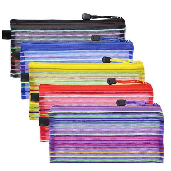 pencil bags 15pcs colorful small zipper mesh pouches rainbow stripe bag multipurpose pen case travel cosmetic office file
pencil bags 15pcs colorful small zipper mesh pouches rainbow stripe bag multipurpose pen case travel cosmetic office file