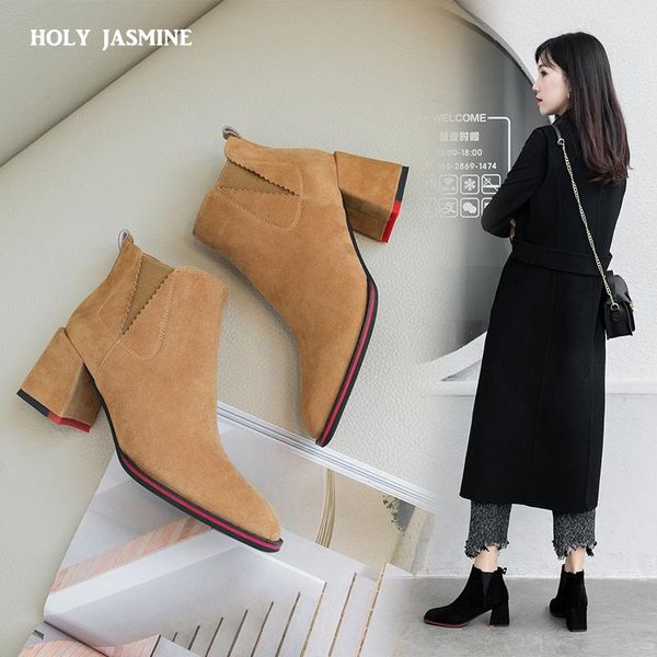 boots real leather cow suede high heel ankle women shoes square toe thick short ladies autumn winter womens, Black
boots real leather cow suede high heel ankle women shoes square toe thick short ladies autumn winter womens, Black