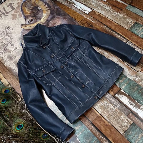 men's leather & faux japan version of 101 storm rider cowboy oily layer cowhide jacket male was look tall, Black
men's leather & faux japan version of 101 storm rider cowboy oily layer cowhide jacket male was look tall, Black