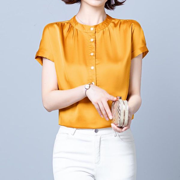women's blouses & shirts -3xl silk champagne shirt women blouse large size short sleeve button down solid elegant workwear blusas, White
women's blouses & shirts -3xl silk champagne shirt women blouse large size short sleeve button down solid elegant workwear blusas, White