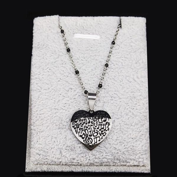 pendant necklaces heart note stainless steel statement necklace women/men black enamel jewelry gift acero inoxidable joyeria n199s05, Silver
pendant necklaces heart note stainless steel statement necklace women/men black enamel jewelry gift acero inoxidable joyeria n199s05, Silver