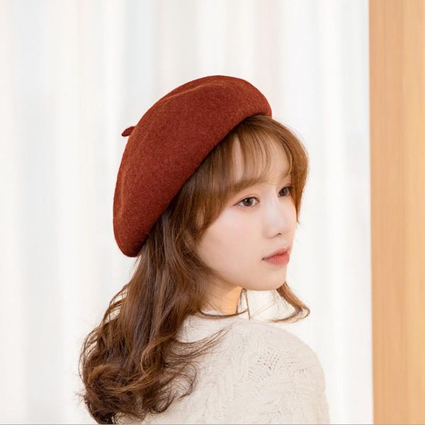 beanies wool solid color beret korean printmaker hat ladies autumn and wnter woolen 
beanies wool solid color beret korean printmaker hat ladies autumn and wnter woolen