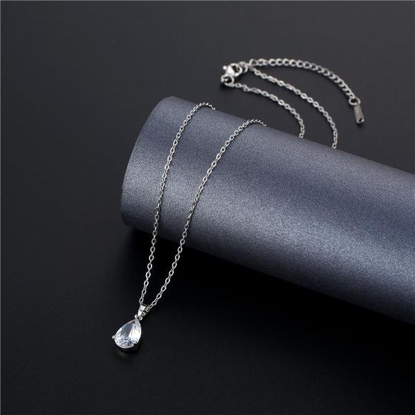 pendant necklaces water drop necklace for women luxury cubic zirconia statement stainless steel collier femme jewelry gift, Silver
pendant necklaces water drop necklace for women luxury cubic zirconia statement stainless steel collier femme jewelry gift, Silver