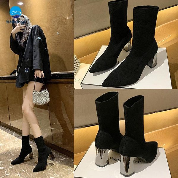 socks boots women spring and autumn short thick heel high heels tube knit elastic, Black
socks boots women spring and autumn short thick heel high heels tube knit elastic, Black