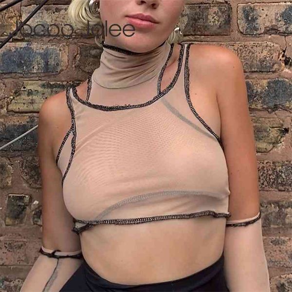 women summer mesh see-through patchwork tank solid turtleneck street style casual tee party club 210416, White
women summer mesh see-through patchwork tank solid turtleneck street style casual tee party club 210416, White