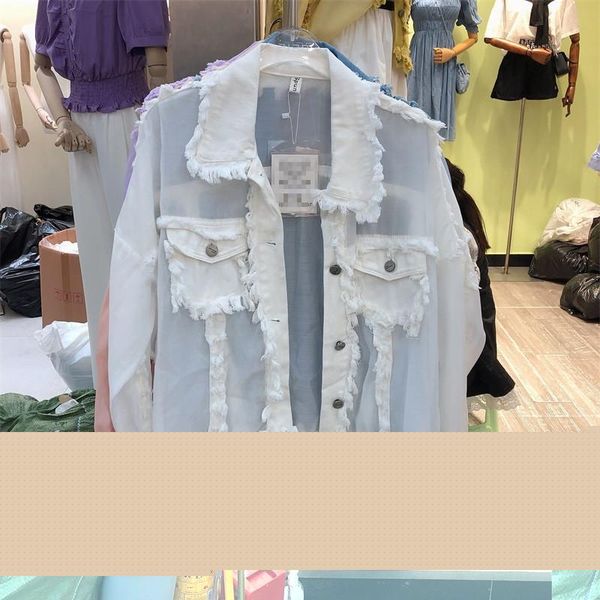 2021spring fringed turn down collar chiffon stitching loose sunscreen denim jacket harajuku women's coat spring jackets, Black;brown
2021spring fringed turn down collar chiffon stitching loose sunscreen denim jacket harajuku women's coat spring jackets, Black;brown