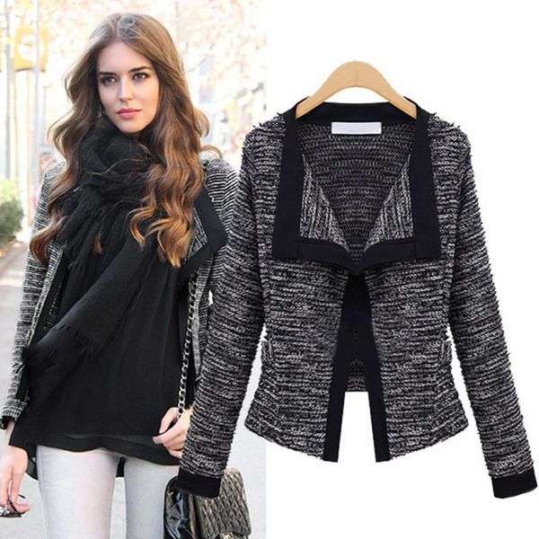 women's jackets european style long sleeves bomber jacket turn-down collar casual knitted cardigan loose type all-match female coat jk3, Black;brown
women's jackets european style long sleeves bomber jacket turn-down collar casual knitted cardigan loose type all-match female coat jk3, Black;brown