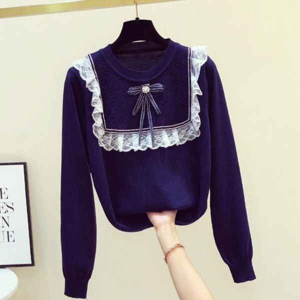 women's sweaters 2021 autumn winter fashion sweater female lace stitching hollow round neck knitted shirt pullovers jumper, White;black
women's sweaters 2021 autumn winter fashion sweater female lace stitching hollow round neck knitted shirt pullovers jumper, White;black