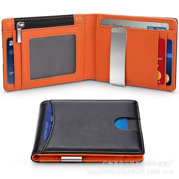 the wallet leather men's zipper mirror window clip wallet contrast leather rfid dollar clip, Black
the wallet leather men's zipper mirror window clip wallet contrast leather rfid dollar clip, Black