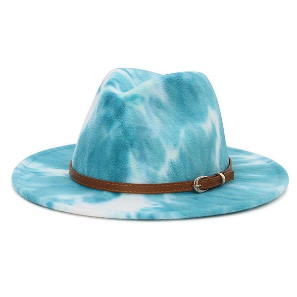 wide brim hats fedora women men tie dye autumn winter summer panama vintage multicolor blue green white felted hat, Blue;gray
wide brim hats fedora women men tie dye autumn winter summer panama vintage multicolor blue green white felted hat, Blue;gray