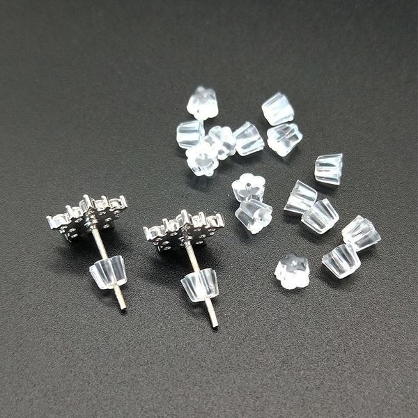100pcs plum shape clear soft silicone rubber earring backs plug cap hooks sers ear post nuts diy jewelry earring accessories, Silver
100pcs plum shape clear soft silicone rubber earring backs plug cap hooks sers ear post nuts diy jewelry earring accessories, Silver