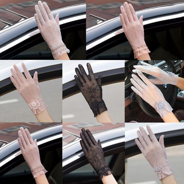 five fingers gloves women summer uv protection lace touch screen non-slip silk sunscreen driving thin short mittens, Blue;gray
five fingers gloves women summer uv protection lace touch screen non-slip silk sunscreen driving thin short mittens, Blue;gray