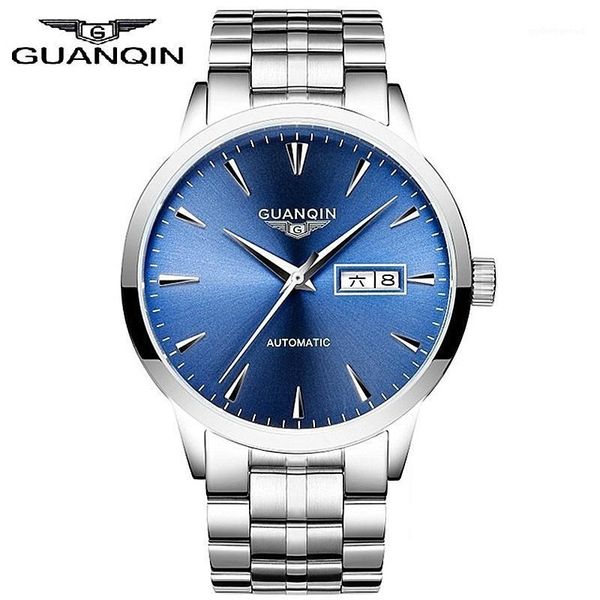 men watch guanqin mens watches japan movement mechanical stainless steel leather strap wristwatches, Slivery;brown
men watch guanqin mens watches japan movement mechanical stainless steel leather strap wristwatches, Slivery;brown