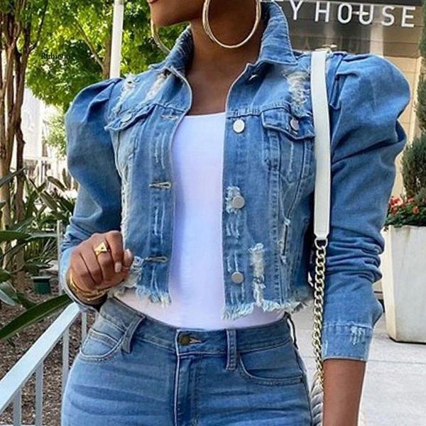 women's jackets autumn women ripped denim vintage casual short jean jacket puff sleeve female coat streetwear plus size, Black;brown
women's jackets autumn women ripped denim vintage casual short jean jacket puff sleeve female coat streetwear plus size, Black;brown