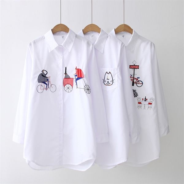 fashion embroidery women blouses cotton shirts 2021 spring fall female casual ladies female blusas mujer, White
fashion embroidery women blouses cotton shirts 2021 spring fall female casual ladies female blusas mujer, White