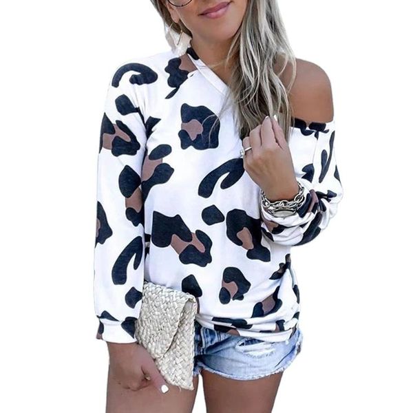 women's t-shirt 2021 fashionable cute casual leopard long sleeve t shirt women off the shoulder, White
women's t-shirt 2021 fashionable cute casual leopard long sleeve t shirt women off the shoulder, White
