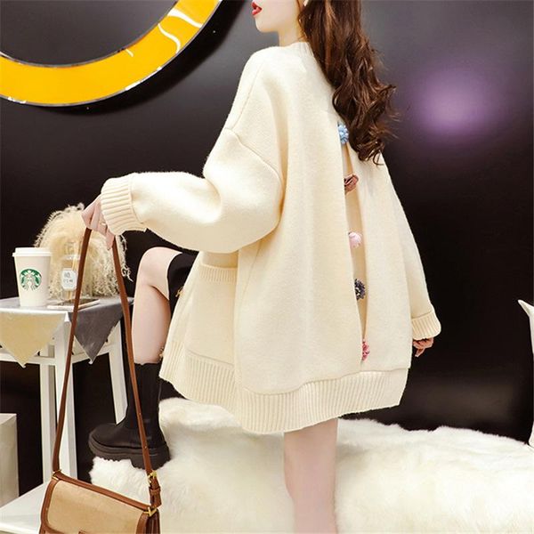 women's knits & tees y2k korean sweater women knitted fashion sweet edge reduction cardigan japanese casual loose knitwear sueter de mu, White
women's knits & tees y2k korean sweater women knitted fashion sweet edge reduction cardigan japanese casual loose knitwear sueter de mu, White