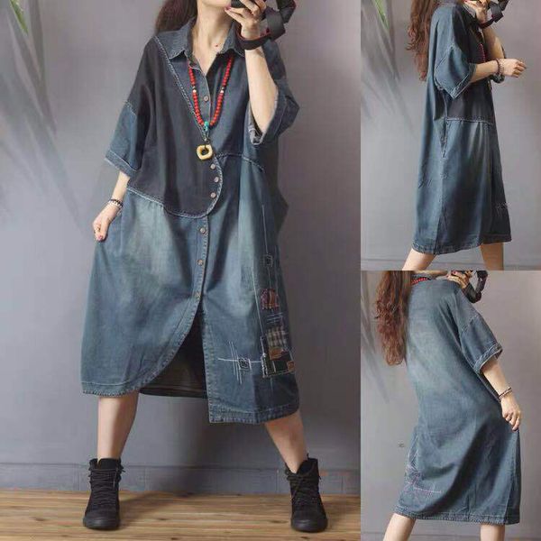 dress vintage backdrop 2021 women denim casual long loose shreds women's dresses wholesale t148, Black;gray
dress vintage backdrop 2021 women denim casual long loose shreds women's dresses wholesale t148, Black;gray