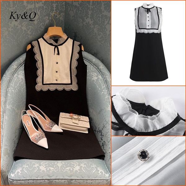 casual dresses 2021 spring summer white veiling splicing a-line dress black women chic ruffles temperamental party, Black;gray 
casual dresses 2021 spring summer white veiling splicing a-line dress black women chic ruffles temperamental party, Black;gray