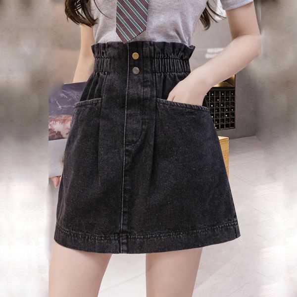 skirts summer female blue black denim skirt women student korean high elastic waist a-line pocket short mujer plus size 3xl
skirts summer female blue black denim skirt women student korean high elastic waist a-line pocket short mujer plus size 3xl