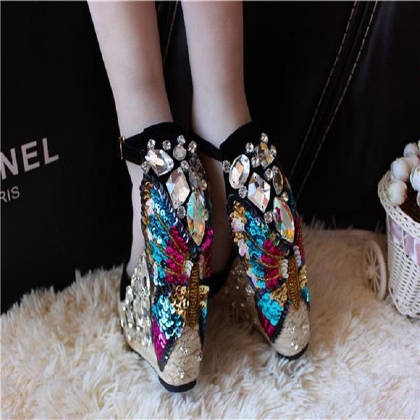 Sandals Fashion High-end Luxury Straw Rattan Butterfly Sequins Beaded Wedge Fish Mouth Rhinestone MYND, Black
Sandals Fashion High-end Luxury Straw Rattan Butterfly Sequins Beaded Wedge Fish Mouth Rhinestone MYND, Black