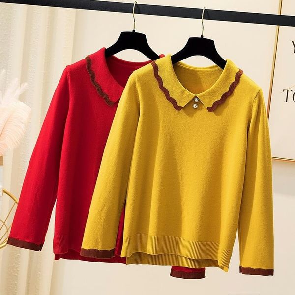 women's sweaters red yellow knitted sweet plus large size oversize korean style fashion pullovers for autumn clothing ladies sweater 20, White;black
women's sweaters red yellow knitted sweet plus large size oversize korean style fashion pullovers for autumn clothing ladies sweater 20, White;black
