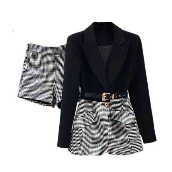 two piece dress twotwinstyle korean patchwork plaid set for women lapel long sleeve sashes blazer wide leg shorts casual sets female e07i, White
two piece dress twotwinstyle korean patchwork plaid set for women lapel long sleeve sashes blazer wide leg shorts casual sets female e07i, White
