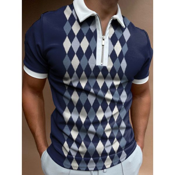 orderly pattern men's zipper polo shirt comfortable breathable fashionable cool daily travel work party, White;black
orderly pattern men's zipper polo shirt comfortable breathable fashionable cool daily travel work party, White;black