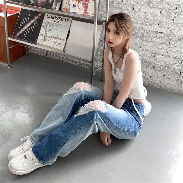 women's jeans summer korean style harajuku high waist loose straight wide leg pants hole women, Blue
women's jeans summer korean style harajuku high waist loose straight wide leg pants hole women, Blue
