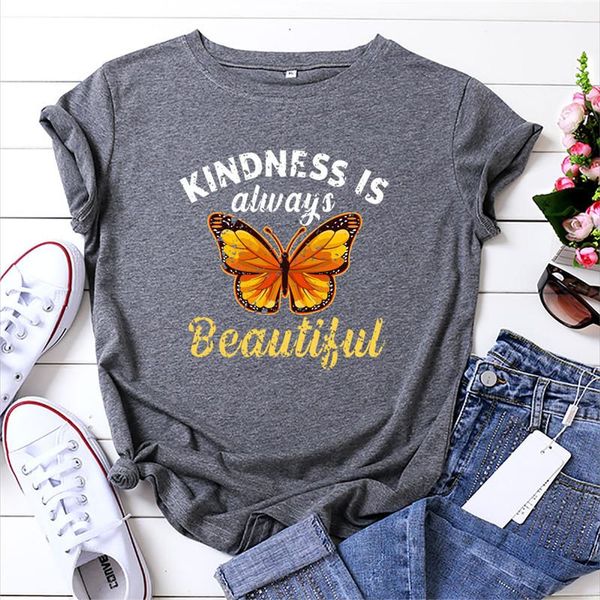 women's t-shirt kindness is always beautiful print t shirt women summer plus size butterfly aestheic graphic tees short sleeve casual, White
women's t-shirt kindness is always beautiful print t shirt women summer plus size butterfly aestheic graphic tees short sleeve casual, White