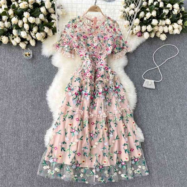 women fashion spring summer round neck short sleeve embroidered sweet lace mesh dress vintage elegant clothes vestidos s614 210527, Black;gray
women fashion spring summer round neck short sleeve embroidered sweet lace mesh dress vintage elegant clothes vestidos s614 210527, Black;gray