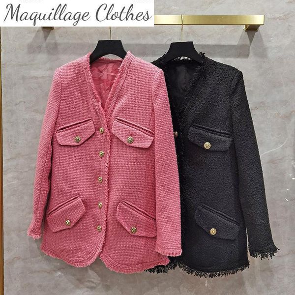 arrival designer women's tweed coat ruways elegant v-neck women autumn c074 wool & blends, Black
arrival designer women's tweed coat ruways elegant v-neck women autumn c074 wool & blends, Black