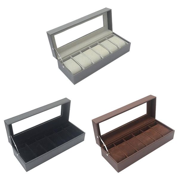 watch boxes & cases 6 slots pu leather display case, glass ed case jewelry organizer, Black;blue
watch boxes & cases 6 slots pu leather display case, glass ed case jewelry organizer, Black;blue