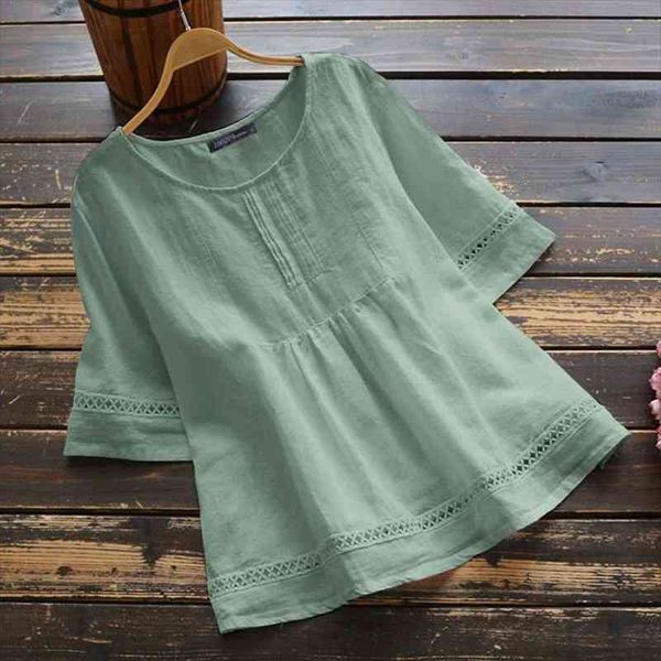 women vintage casual chemise solid color cotton blouses female half sleeve o-neck spliced shirt hollow out oversized, White
women vintage casual chemise solid color cotton blouses female half sleeve o-neck spliced shirt hollow out oversized, White