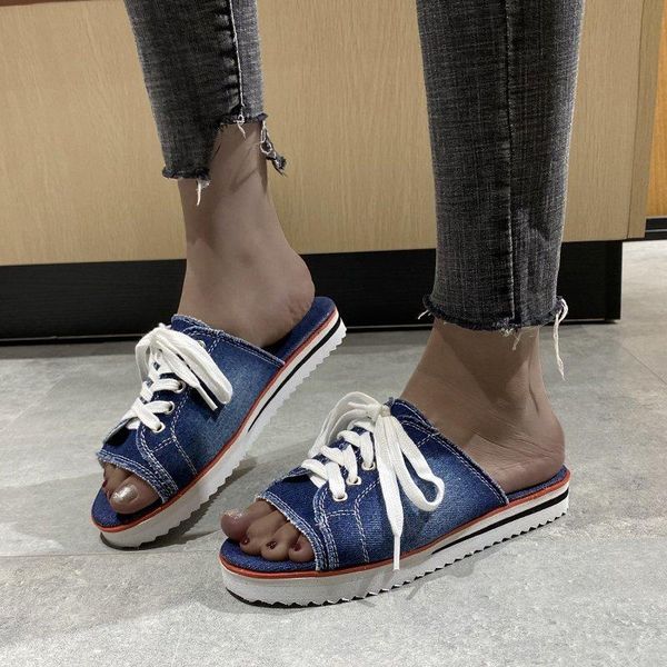 women canvas flat slipper 2021 woman lace up ladies peep toe women's casual female fashion denim beach shoes plus size 35-43 slippers, Black
women canvas flat slipper 2021 woman lace up ladies peep toe women's casual female fashion denim beach shoes plus size 35-43 slippers, Black