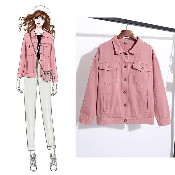 women's denim jacket autumn pink fashion long sleeve loose korean style women 2021 jackets, Black;brown
women's denim jacket autumn pink fashion long sleeve loose korean style women 2021 jackets, Black;brown