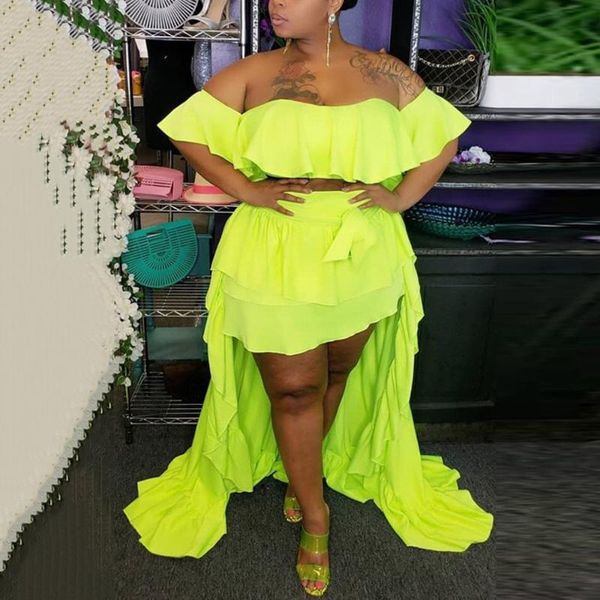work dresses 4xl 5xl plus size skirt sets for african women green & long skirts off the shoulder ruffles evening night club, White;black
work dresses 4xl 5xl plus size skirt sets for african women green & long skirts off the shoulder ruffles evening night club, White;black