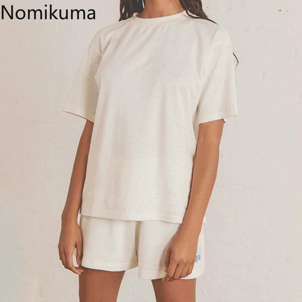 women's tracksuits nomikuma 2021 summer women short sets causal o-neck pullover t shirts +stretch waist wide leg shorts korean 2pieces, Gray
women's tracksuits nomikuma 2021 summer women short sets causal o-neck pullover t shirts +stretch waist wide leg shorts korean 2pieces, Gray