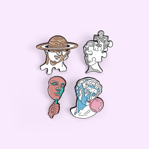pins, brooches 4 style plaster enamel brooch david face portrait puzzle lapel pin planet hat backpack jackets custom badge, Gray
pins, brooches 4 style plaster enamel brooch david face portrait puzzle lapel pin planet hat backpack jackets custom badge, Gray