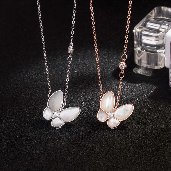 s925 pure sier diamond white shellfish butterfly necklace with versatile temperament, Silver
s925 pure sier diamond white shellfish butterfly necklace with versatile temperament, Silver