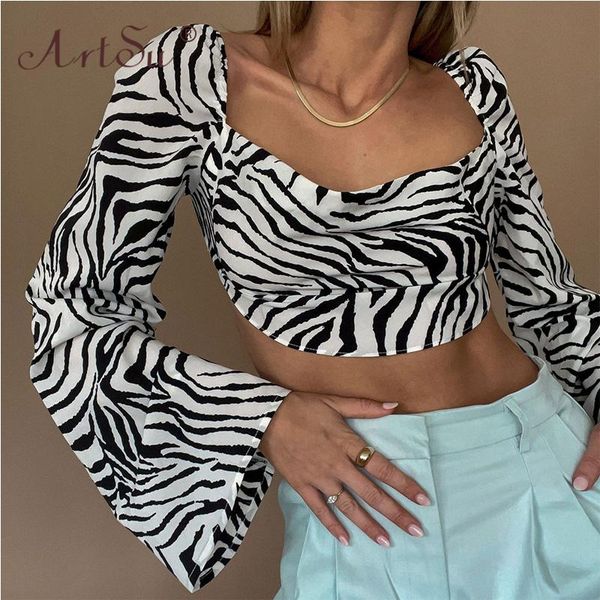 women's blouses & shirts zebra print elegant backless lace up women fashion autumn club party long sleeve crop, White
women's blouses & shirts zebra print elegant backless lace up women fashion autumn club party long sleeve crop, White